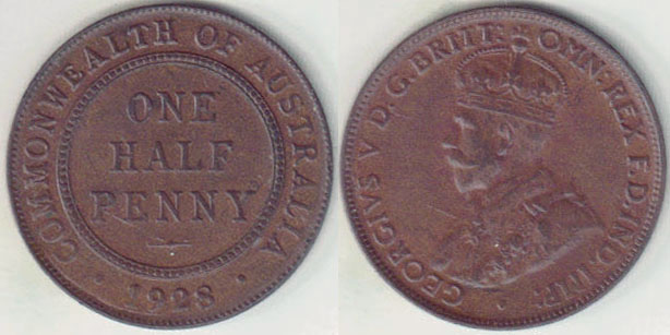 1928 Australia Half Penny (EF) A001859
